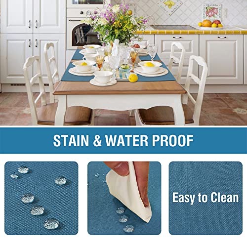 H.VERSAILTEX Linen Placemats Set of 6 Premium Solid Table Placemats for Dining Table Spill-Proof Waterproof Table Mats Heat-Resistant Kitchen Table Mats Washable, 12x18 inches, Ink Blue