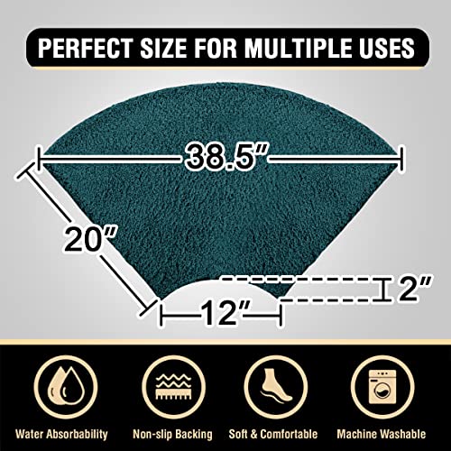 H.VERSAILTEX Toilet Rug Toilet Mats for Bathroom Curved Bath Mat Non Slip Corner Bath Rug Carpet for Toilet Extra Soft Thick Absorbent Contour Toilet Mat Washable, 20 x 38.5 inch - Dark Teal