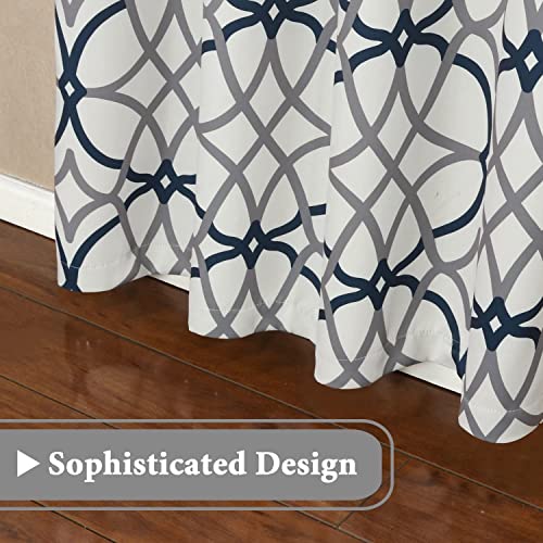 H.VERSAILTEX Blackout Curtains Printed Design 54 Inch Length 2 Panels Set Thermal Insulated Curtains for Bedroom Living Room Geometric Modern Grommet Window Drapes - Grey and Navy