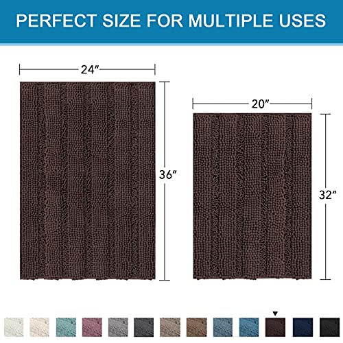 PrimeBeau Bathroom Rugs Bath Rug Set 17 Piece Bathroom Contour Rug Toilet Mat Sets Non Slip Contour Bath Rug Ultra Thick Water Absorbent Striped Bath Mats Washable