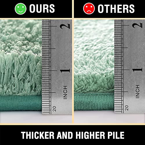 H.VERSAILTEX Toilet Rug Toilet Mats for Bathroom Curved Bath Mat Non Slip Corner Bath Rug Carpet for Toilet Extra Soft Thick Absorbent Contour Toilet Mat Washable, 20 x 38.5 inch - Aqua