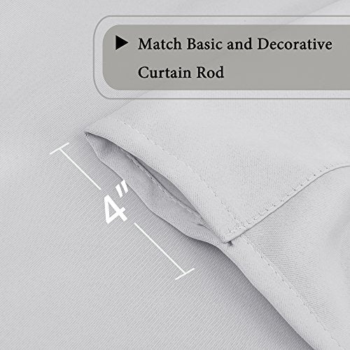 Blackout Innovated Tie Up Shades & Curtains Thermal Insulated Rod Pocket Curtain Panels (Set of 2 Panels, 42" Wide by 63" Long, Solid in Greyish White)