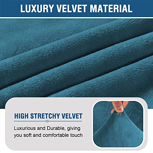 Velvet Accent Chair Covers High Stretch Armless Chair Covers for Living Room Luxury Thick Velvet Chair Slipcovers Modern Furniture Protector with Elastic Bottom, Machine Washable, Peacock Blue