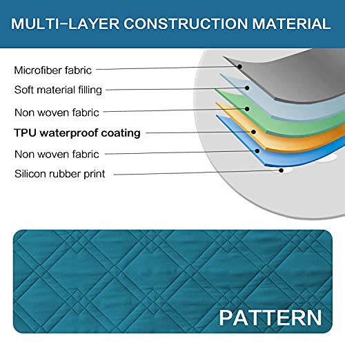 H.VERSAILTEX 100% Waterproof Quilted Recliner Chair Cover Recliner Cover Recliner Slipcover for Living Room, Secure with Elastic Strap and Non Slip Puppy Paw Silicone Backing (Oversized, Dark Teal)