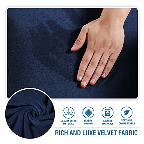 Chaise Lounge Cover Velvet Chaise Lounge Couch Cover High Stretch Chaise Lounge Slipcover Luxury Lounge Chair Cover for Living Room Soft Furniture Protector for Dog, Machine Washable, Navy