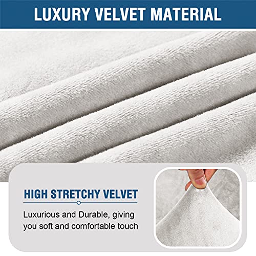 Velvet Accent Chair Covers High Stretch Armless Chair Covers for Living Room Luxury Thick Velvet Chair Slipcovers Modern Furniture Protector with Elastic Bottom, Machine Washable, Off White