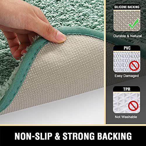 Bathroom Rug Tufted Bath Rug Bath Mat Non Slip Runner Rug 47" x 17" Extra Soft Thick Absorbent Shaggy Kitchen Rug Indoor Mat Washable Microfiber Bath Mat for Bathroom Living Room Fast Dry - Aqua