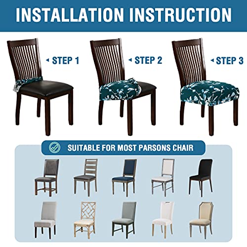 Chair Cover for Dining Room High Stretch Chair Seat Cover Removable Chair Seat Cushion Slipcovers Washable Kitchen Chair Cover Feature Soft Thick Bouncy Modern Style ( Dark Teal, Set of 6 )