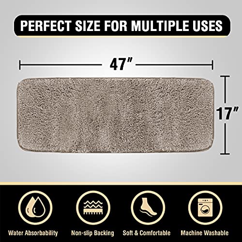 Bathroom Rug Tufted Bath Rug Bath Mat Non Slip Runner Rug 47" x 17" Extra Soft Thick Absorbent Shaggy Kitchen Rug Indoor Mat Washable Microfiber Bath Mat for Bathroom Living Room Fast Dry - Taupe