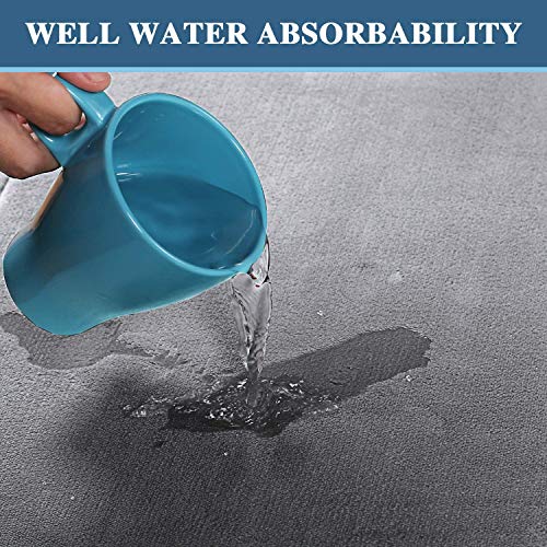 Bath Mat Memory Foam Set Bathroom Rug Set Flannel Velvety Bath Mat Luxury Extra Soft and Absorbent Non Slip Rugs for Bathroom/Bedroom Washable(Curved Set 24"x 36" Plus 20"x 24"U, Grey)