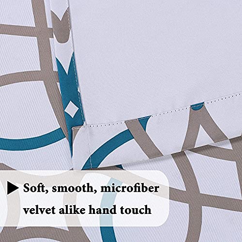 H.VERSAILTEX Blackout Curtains Printed Design 45 Inch Length 2 Panels Set Thermal Insulated Curtains for Bedroom Living Room Geometric Modern Grommet Window Drapes - Teal and Taupe