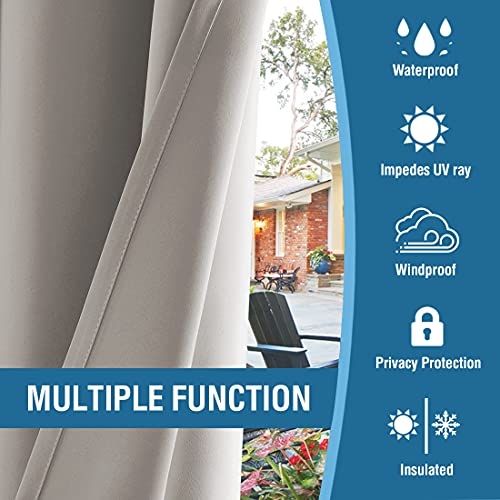 H.VERSAILTEX Indoor Outdoor Curtains for Patio Waterproof Stainless Steel Silver Grommet Thermal Insulated Blackout Outdoor Drapes for Deck/Gazebo, Taupe, 52x84 Inch, 1 Panel