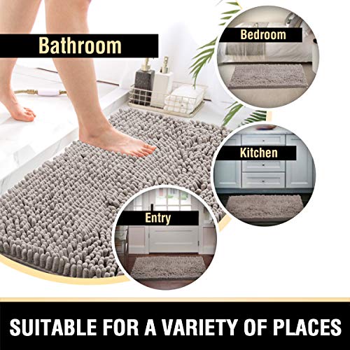 Bathroom Rugs Bath Mats for Bathroom Non Slip Luxury Chenille Bathroom Rugs Extra Soft Absorbent Shaggy Bathroom Mat Rugs Washable Fast Dry Bathroom Rugs Sets 2 Piece (Taupe, 24" x 36"/20" x 32")