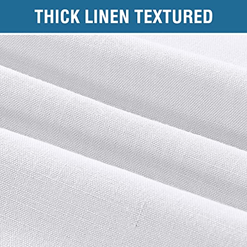 White Outdoor Curtain for Patio Waterproof Linen Look Heavy Duty Indoor/Outdoor Solid Rustproof Grommet Curtain Thermal Insulated Sunlight Block Drape for Gazebo/Porch, 52”W X 84”L,1 Panel