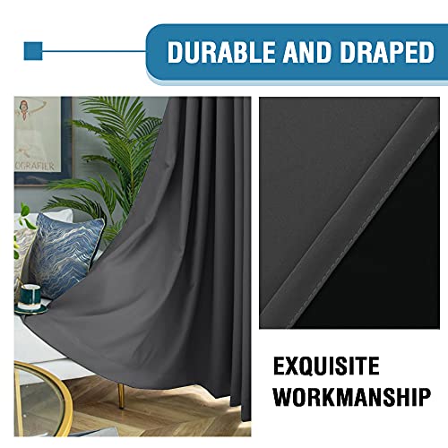 H.VERSAILTEX 100% Blackout Patio Curtains Thermal Insulated Curtains for Sliding Door Extra Wide Window Panels Full Light Blocking Grommet Curtains with Black Liner, W100 x L108 inch - Charcoal Gray