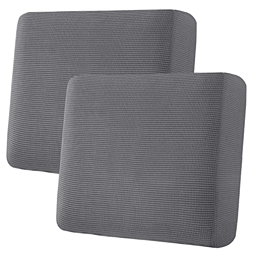 H.VERSAILTEX Super Stretch Individual Seat Cushion Covers Sofa Covers Couch Cushion Covers Slipcovers Featuring Thick Jacquard Textured Twill Fabric (2 Piece Large Sofa Cushion Covers, Grey)