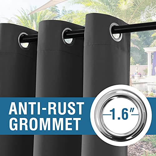 H.VERSAILTEX Indoor Outdoor Curtains for Patio Waterproof Stainless Steel Silver Grommet Thermal Insulated Blackout Outdoor Drapes for Deck/Gazebo, Charcoal Gray, 52x108 Inch, 1 Panel