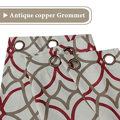 H.VERSAILTEX Blackout Curtains Printed Design 54 Inch Length 2 Panels Set Thermal Insulated Curtains for Bedroom Living Room Geometric Modern Grommet Window Drapes - Taupe and Red