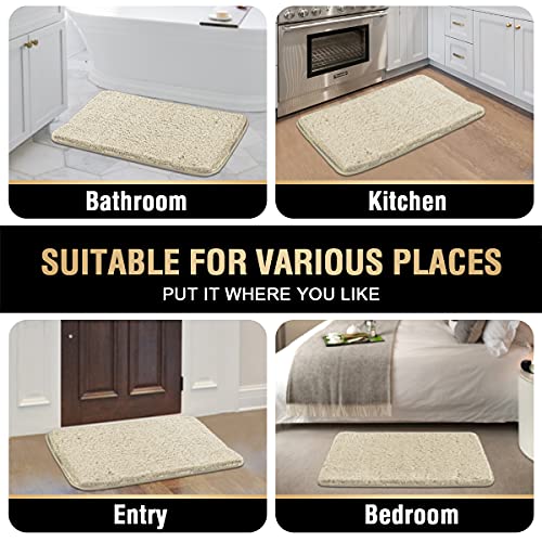 Bathroom Rug Tufted Bath Rug Bath Mat Non Slip Area Rug 24" x 36" Extra Soft Thick Absorbent Shaggy Kitchen Rug Indoor Mat Washable Microfiber Bath Mat for Bathroom Living Room Fast Dry - Ivory