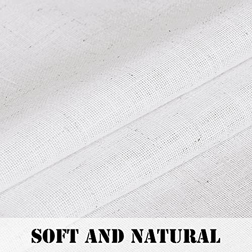 H.VERSAILTEX Tie Up Linen Curtains 63 Inch Length Nature Linen Textured Privacy Curtain Multi Hanging Ways Shade Balloon Window Shade Rod Pocket Casual Curtain - 42x63 - 2 Panels, Pure White