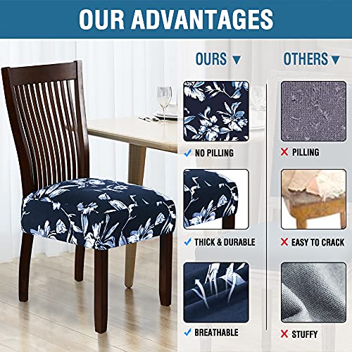Chair Cover for Dining Room High Stretch Chair Seat Cover Removable Chair Seat Cushion Slipcovers Washable Kitchen Chair Cover Feature Soft Thick Bouncy Modern Style ( Navy, Set of 2 )