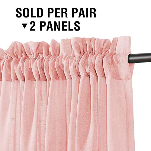 Primebeau Natural Linen Blend Rod Pocket Sheer Curtains 2 Panels