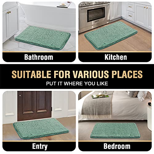 Bathroom Rug Tufted Bath Rug Bath Mat Non Slip Area Rug 17" x 24" Extra Soft Thick Absorbent Shaggy Kitchen Rug Indoor Mat Washable Microfiber Bath Mat for Bathroom Living Room Fast Dry - Aqua