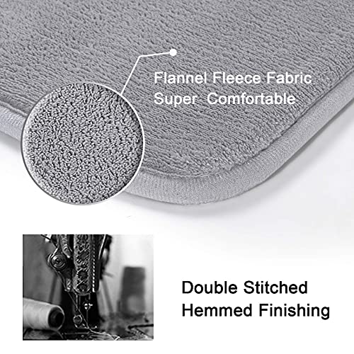 Bath Mat Memory Foam Set Bathroom Rug Set Flannel Velvety Bath Mat Luxury Extra Soft and Absorbent Non Slip Rugs for Bathroom/Bedroom Washable(Curved Set 24"x 36" Plus 20"x 24"U, Grey)