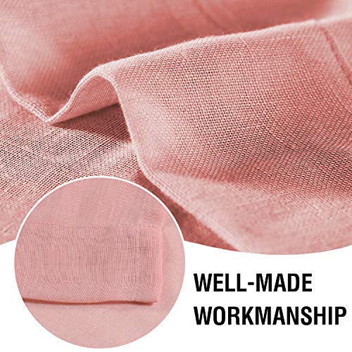 Primebeau Natural Linen Blend Rod Pocket Sheer Curtains 2 Panels