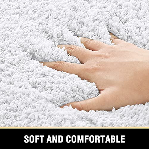 Bathroom Rug Tufted Bath Rug Bath Mat Non Slip Area Rug 17" x 24" Extra Soft Thick Absorbent Shaggy Kitchen Rug Indoor Mat Washable Microfiber Bath Mat for Bathroom Living Room Fast Dry - White