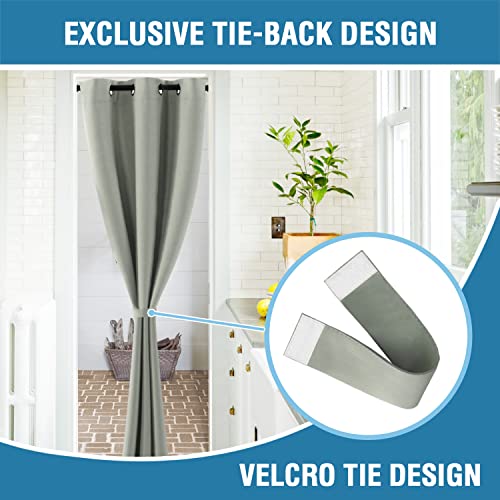 Doorway Curtain Blackout Closet Door Curtain Room Divider Window Treatment Curtain for Bedroom Thermal Insulated Privacy Drape Soundproof Grommet Door Curtain, 42 x 80 inches, 1 Panel, Light Sage