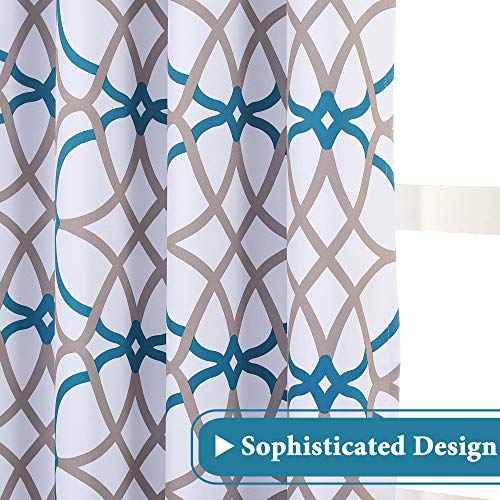 H.VERSAILTEX Blackout Curtains Printed Design 45 Inch Length 2 Panels Set Thermal Insulated Curtains for Bedroom Living Room Geometric Modern Grommet Window Drapes - Teal and Taupe