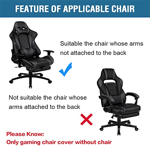 2 Piece Velvet Gaming Chair Covers Stretchable Game Chair Cover Protector Computer Chair Cover Computer Reclining Racing Ruffled Gamer Chair Protector Rotating Armchair Covers Without Chair (Black)