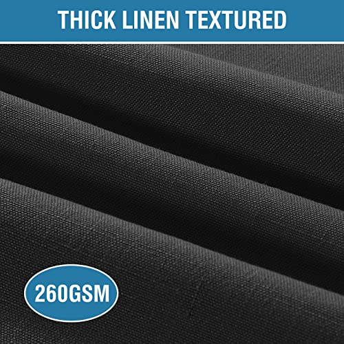 H.VERSAILTEX Linen Placemats Set of 6 Premium Solid Table Placemats for Dining Table Spill-Proof Waterproof Table Mats Heat-Resistant Kitchen Table Mats Washable, 12x18 inches, Black