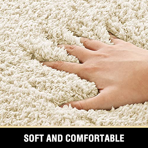 Bathroom Rug Tufted Bath Rug Bath Mat Non Slip Area Rug 20" x 32" Extra Soft Thick Absorbent Shaggy Kitchen Rug Indoor Mat Washable Microfiber Bath Mat for Bathroom Living Room Fast Dry - Ivory
