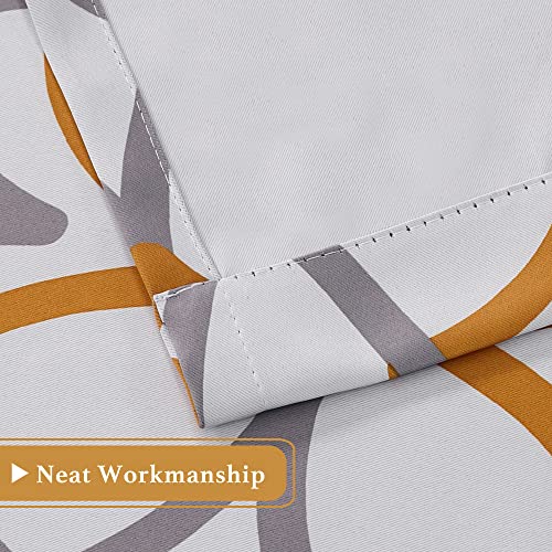 Blackout Curtain Thermal Insulated Adjustable Tie Up Shade Balloon Window Shade, Room Darkening Rod Pocket Curtain - 42" Wide by 63" Long - Mustard and Grey Geo Pattern