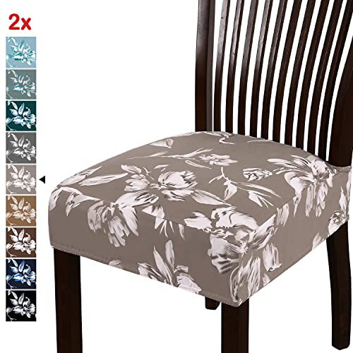 Chair Cover for Dining Room High Stretch Chair Seat Cover Removable Chair Seat Cushion Slipcovers Washable Kitchen Chair Cover Feature Soft Thick Bouncy Modern Style ( Taupe, Set of 2 )