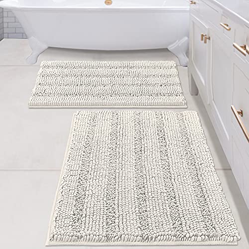 PrimeBeau Bathroom Rugs Bath Rug Set 21 Piece Bathroom Contour Rug Toilet Mat Sets Non Slip Contour Bath Rug Ultra Thick Water Absorbent Striped Bath Mats Washable