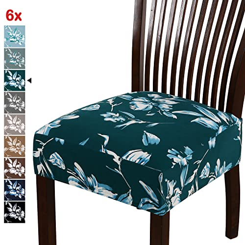 Chair Cover for Dining Room High Stretch Chair Seat Cover Removable Chair Seat Cushion Slipcovers Washable Kitchen Chair Cover Feature Soft Thick Bouncy Modern Style ( Dark Teal, Set of 6 )
