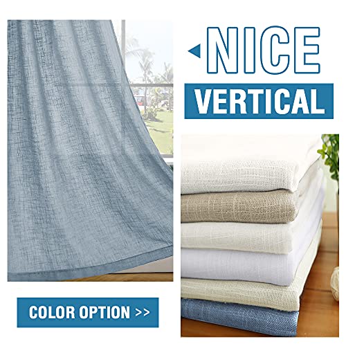 H.VERSAILTEX Linen Curtains 96 inches Long Natural Linen Blended Curtains for Living Room Burlap Linen Textured Curtains Light Filtering Rod Pocket Curtains Bedroom Curtains 2 Panel Sets, Stone Blue