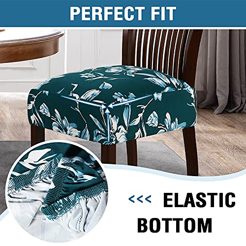 Chair Cover for Dining Room High Stretch Chair Seat Cover Removable Chair Seat Cushion Slipcovers Washable Kitchen Chair Cover Feature Soft Thick Bouncy Modern Style ( Dark Teal, Set of 6 )