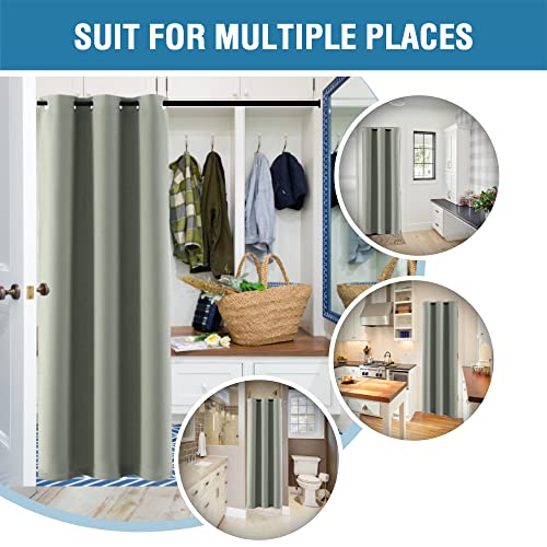 Doorway Curtain Blackout Closet Door Curtain Room Divider Window Treatment Curtain for Bedroom Thermal Insulated Privacy Drape Soundproof Grommet Door Curtain, 42 x 80 inches, 1 Panel, Light Sage