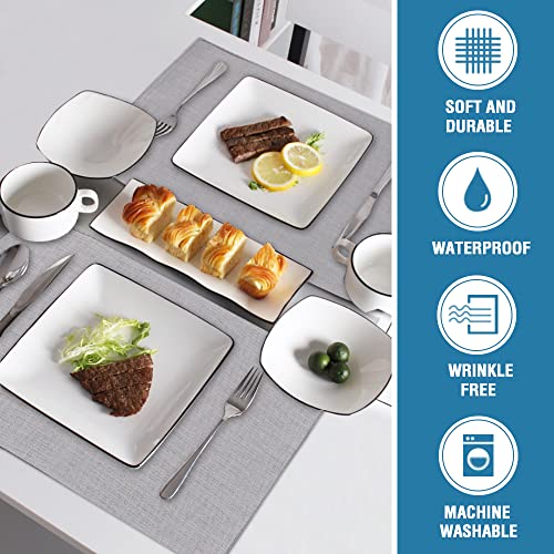 H.VERSAILTEX Linen Placemats Set of 6 Premium Solid Table Placemats for Dining Table Spill-Proof Waterproof Table Mats Heat-Resistant Kitchen Table Mats Washable, 12x18 inches, Grey