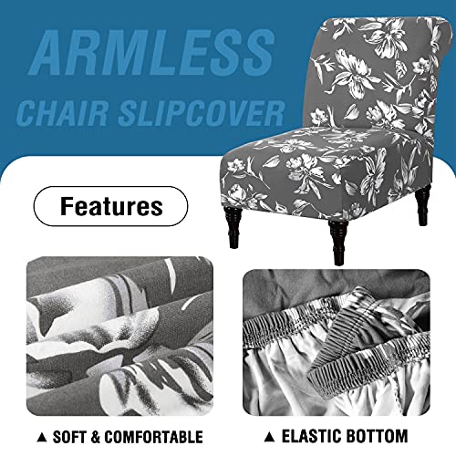 Armless Chair Slipcover High Stretch Accent Chair Cover Removable Chair Cover for Living Room Modern Furniture Protector with Elastic Bottom Thick Bouncy Modern Style, Machine Washable, Grey
