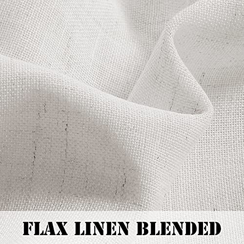 H.VERSAILTEX Tie Up Linen Curtains 63 Inch Length Nature Linen Textured Privacy Curtain Multi Hanging Ways Shade Balloon Window Shade Rod Pocket Casual Curtain - 42x63 - 2 Panels, Off White