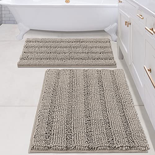 PrimeBeau Bathroom Rugs Bath Rug Set 23 Piece Bathroom Contour Rug Toilet Mat Sets Non Slip Contour Bath Rug Ultra Thick Water Absorbent Striped Bath Mats Washable