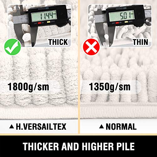 Bathroom Rugs Bath Mats for Bathroom Non Slip Luxury Chenille Bathroom Rugs Extra Soft Absorbent Shaggy Bathroom Mat Rugs Washable Fast Dry Bathroom Rugs Sets 2 Piece (Ivory, 24" x 36"/20" x 32")