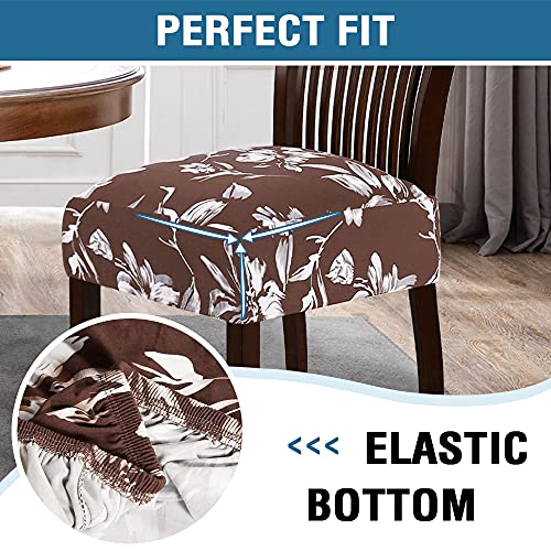 Chair Cover for Dining Room High Stretch Chair Seat Cover Removable Chair Seat Cushion Slipcovers Washable Kitchen Chair Cover Feature Soft Thick Bouncy Modern Style ( Chocolate, Set of 2 )
