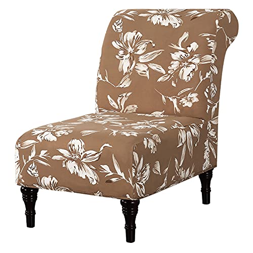 Armless Chair Slipcover High Stretch Accent Chair Cover Removable Chair Cover for Living Room Modern Furniture Protector with Elastic Bottom Thick Bouncy Modern Style, Machine Washable, Camel