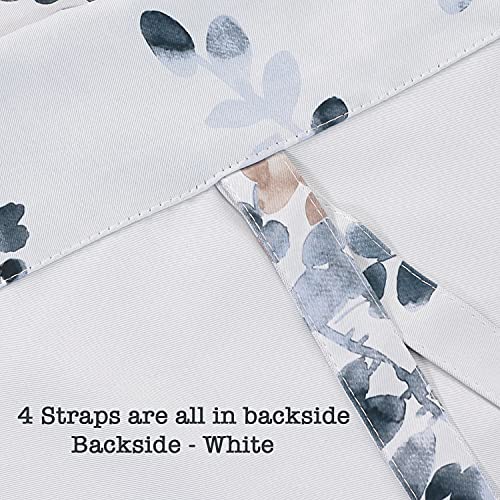 Blackout Tie Up Curtain - Thermal Insulated Balloon Curtain for Small Window Adjustable Kitchen Tie Up Curtain (Floral Pattern in Bluestone and Taupe, Rod Pocket Panel, 42 inches W x 63 inches L)